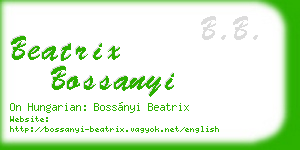 beatrix bossanyi business card